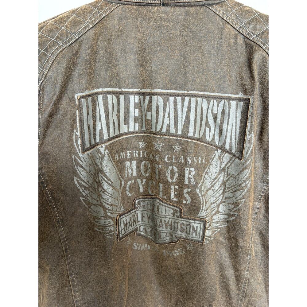 Vintage 1990s Harley Davidson Motorcycles jacket brown Military MC- M - Picture 12 of 12